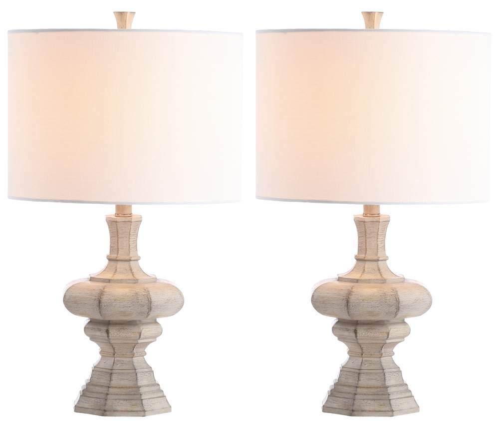 SAFAVIEH Melville Grey Wash 24-inch Table Lamp Set of 2 with LED Bulbs - Modern Bedside Lighting for Bedroom, Living Room & Home Office - Perfect for Reading, Working & Ambient Decor