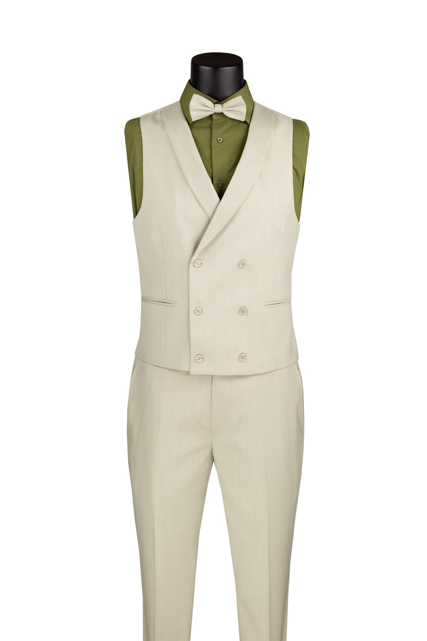 Italia Collection Slim Fit 3-Piece Suit - 1 Button Ecru Color | Formal Business Attire, Wedding & Special Occasion Outfit for Men