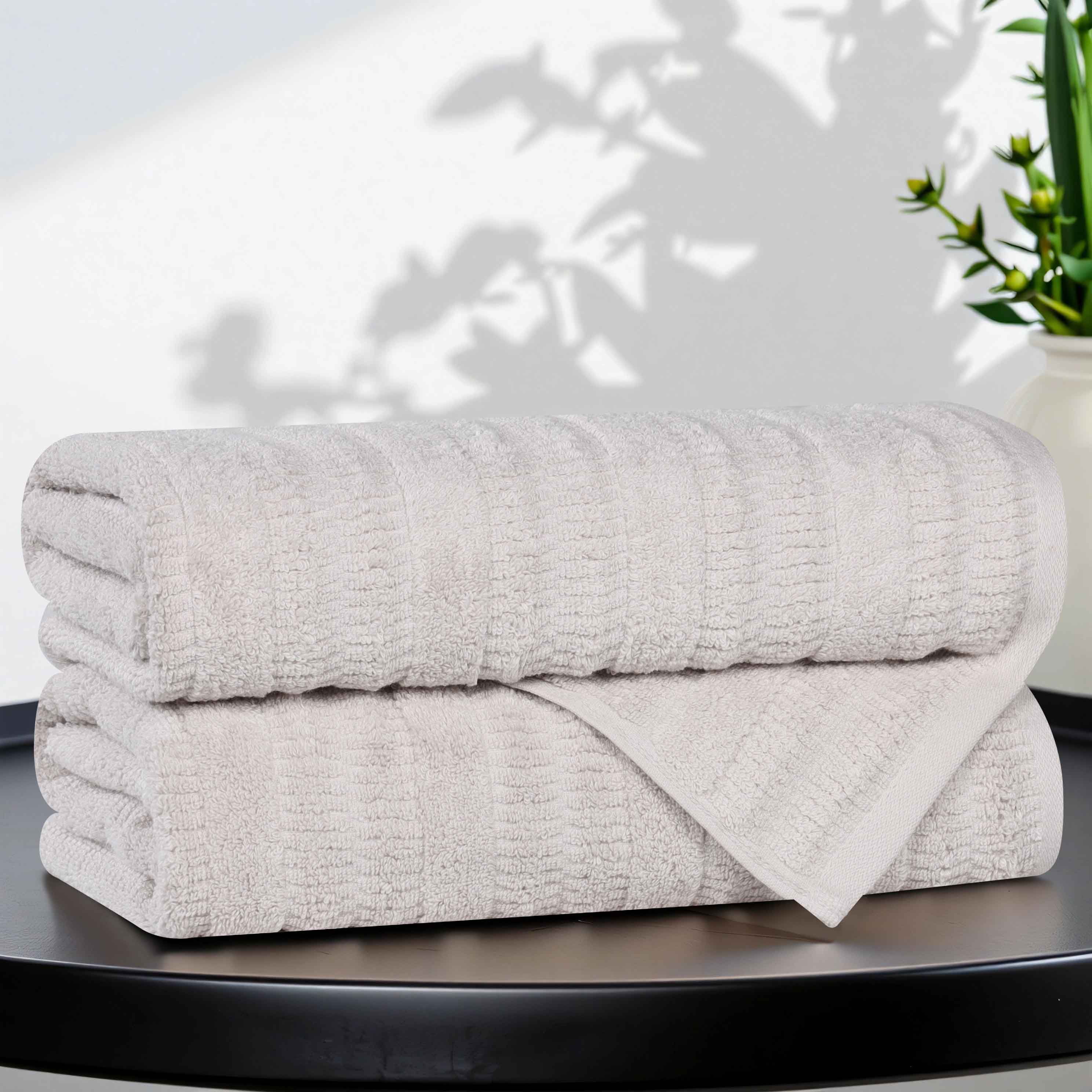 Premium Mika Smart Twist Cotton Bath Towels Set of 2 - Ultra Soft, Absorbent Vertical Ribbed Design for Spa, Bathroom & Luxury Home Use