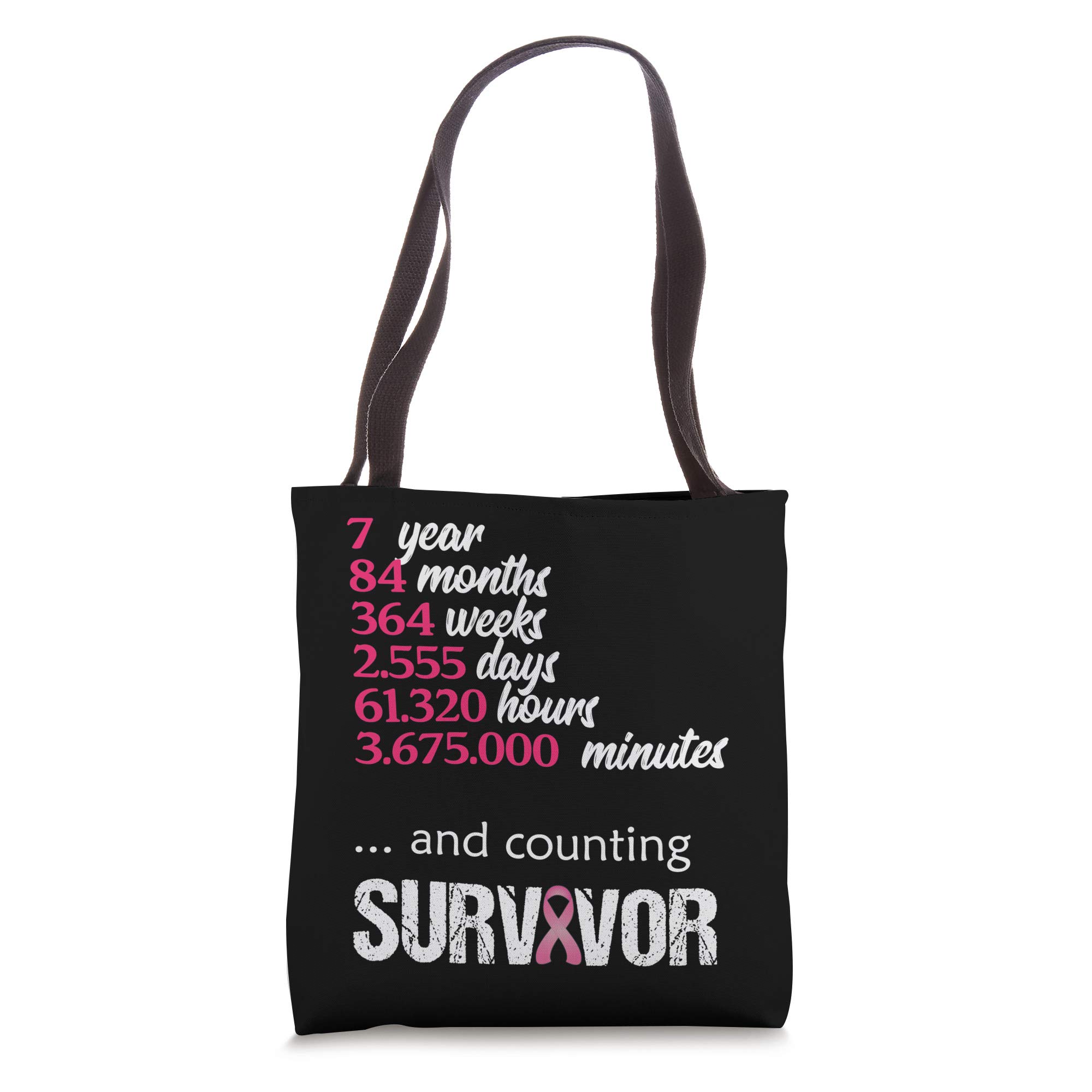 Seven 7 Years Survivor Breast Cancer Awareness Tote Bag - Inspirational Gift for Survivors, Supporters & Warriors | Perfect for Everyday Use, Shopping & Awareness Events