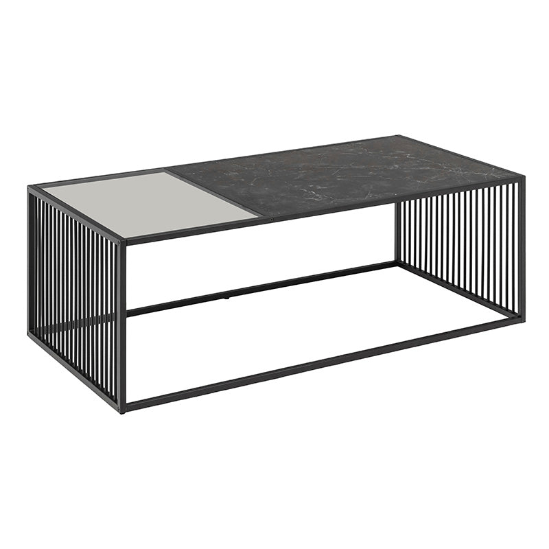 STRINGTON 47-Inch Rectangular Coffee Table - Black Marble Effect Modern Living Room Furniture for Small Spaces | Perfect for Apartments, Condos & Lounge Areas