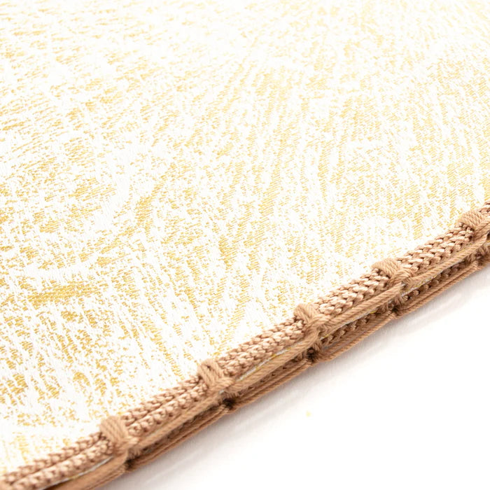 Nishijin Ori Small Drawstring Bag - Crumpled Gold & White Pattern - Handmade Kyoto Japan - Traditional Japanese Craft Purse for Coins, Jewelry & Gift Giving