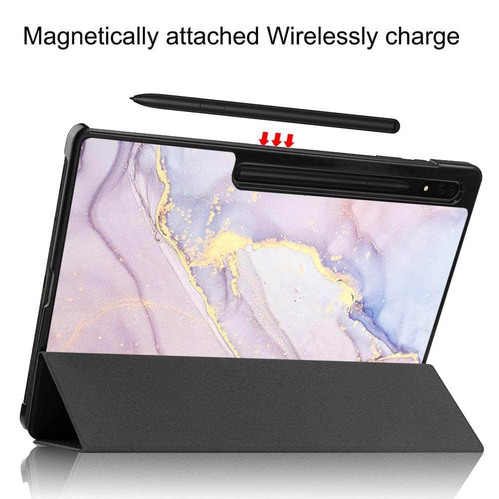 MTT 2022 Galaxy Tab S8 Ultra X906 Tri-Fold Stand Case - Premium Protective Cover with Kickstand for Samsung Tablet - Perfect for Work, Study & Entertainment