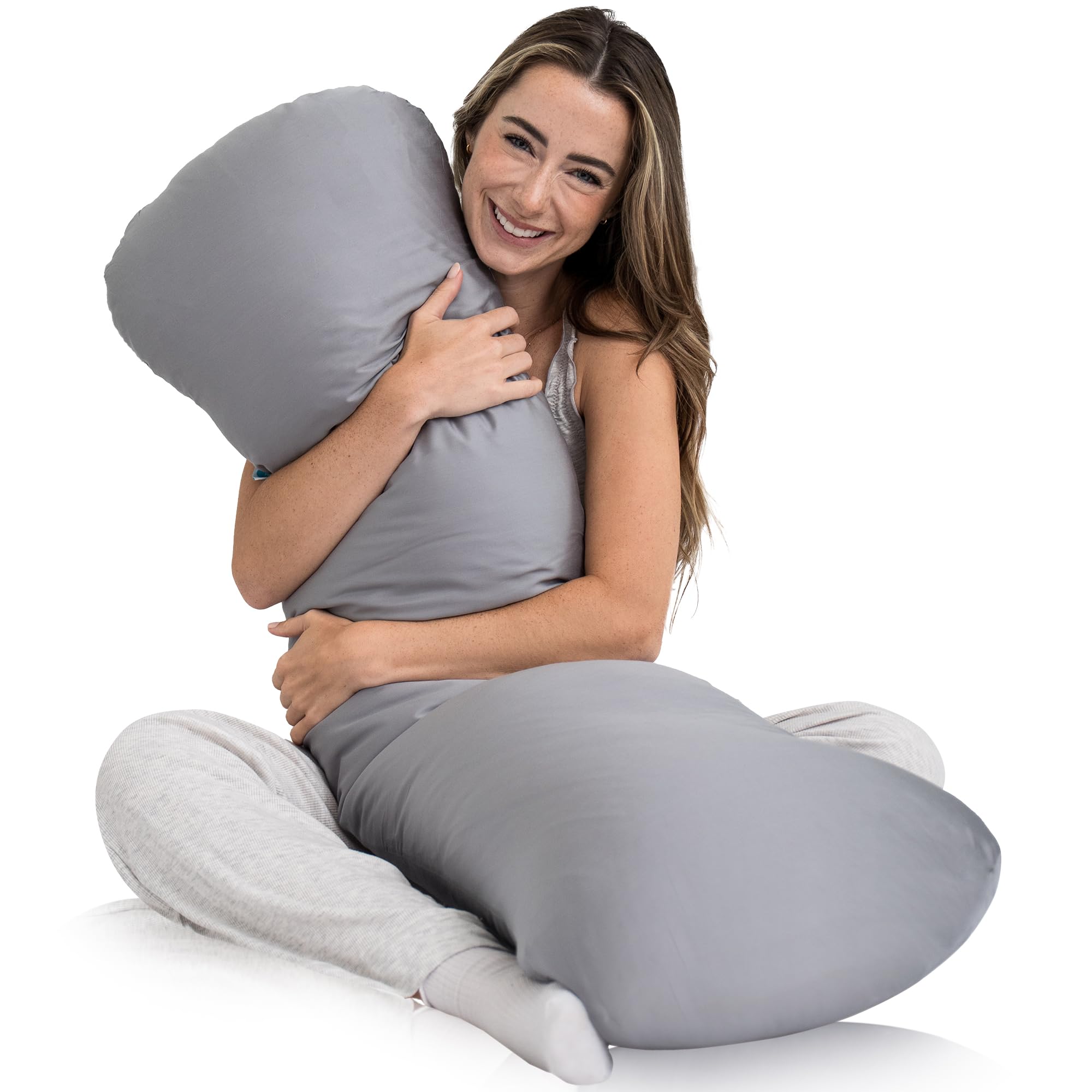 8lbs Weighted Body Pillow for Adults - Cooling Full Body Pillow for Side Sleepers - X-Large 48