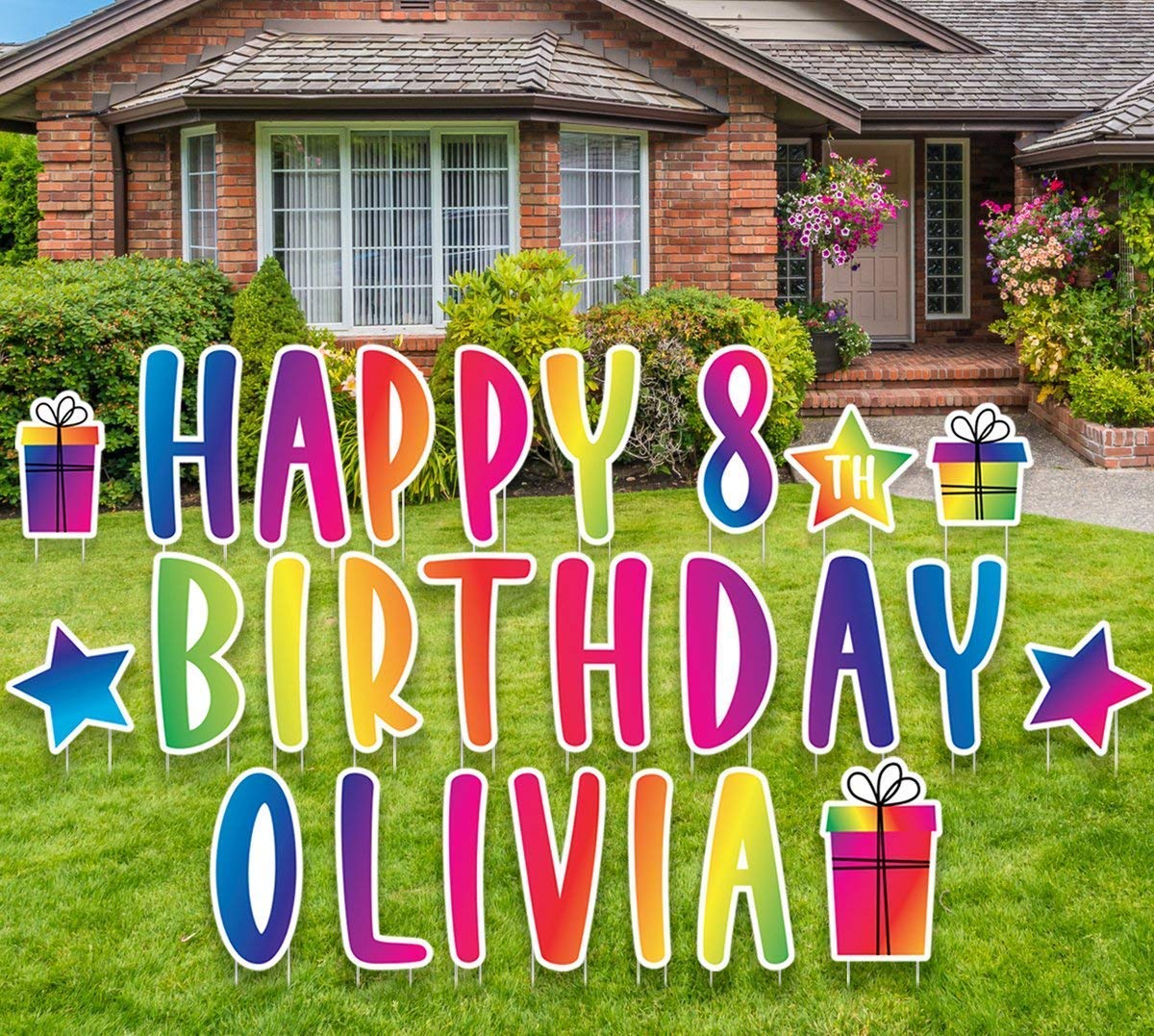 Personalized Happy Birthday Yard Sign - Rainbow Lawn Decoration for Outdoor Celebrations | Customizable Birthday Party Decor, Garden Sign for Special Occasions