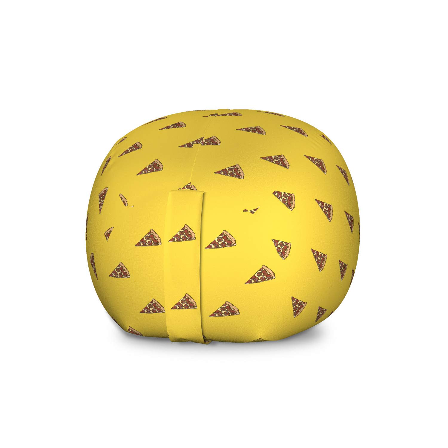 Ambesonne Italy Toy Storage Bag Chair - Large Washable Organizer for Stuffed Animals, Kids Room Decor, Mustard & Multicolor | Italian Style Pepperoni Pizza Design - Perfect for Playrooms, Bedrooms & Gifts