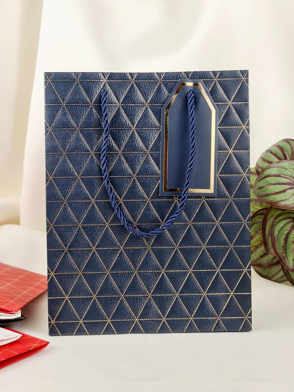 Golden Stripe Gift Bags 6-Pack with Handles - Perfect for Weddings, Christmas & Birthday Gifts