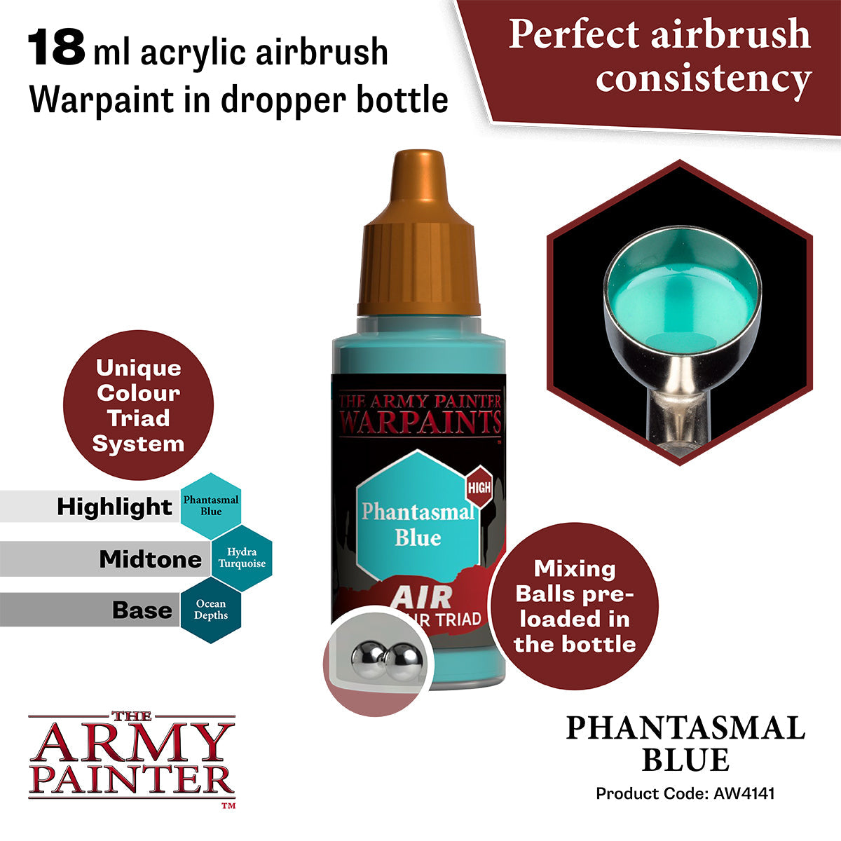 Warpaints Air: Phantasmal Blue Acrylic Paint for Miniatures & Models - Perfect for Warhammer, D&D, and Tabletop Gaming