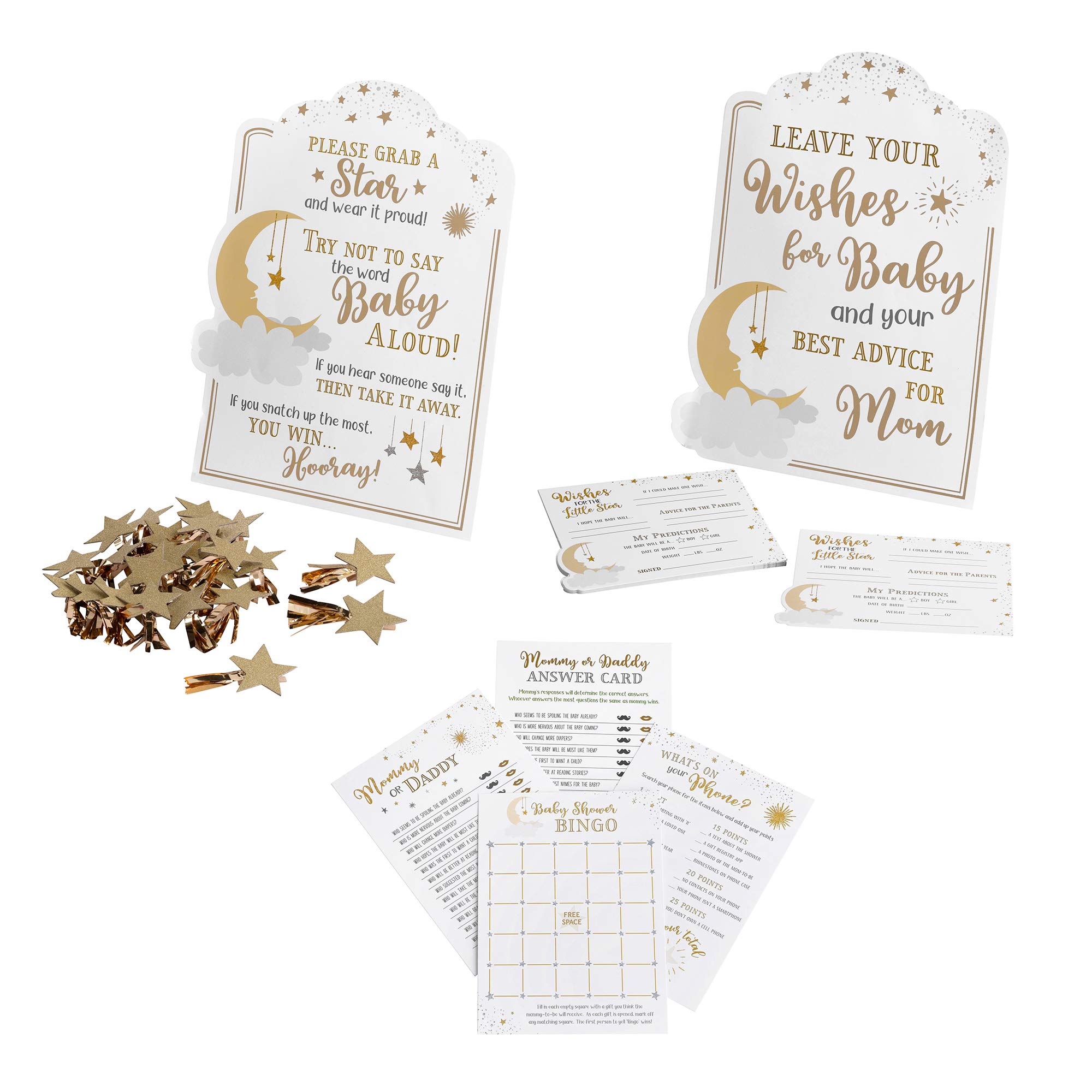 Lillian Rose Twinkle Little Star Baby Shower Game Set - Gold Glitter Baby Shower Decorations & Activities for Girls, Boys - Perfect for Gender Reveal, Nursery Decor, Newborn Celebrations