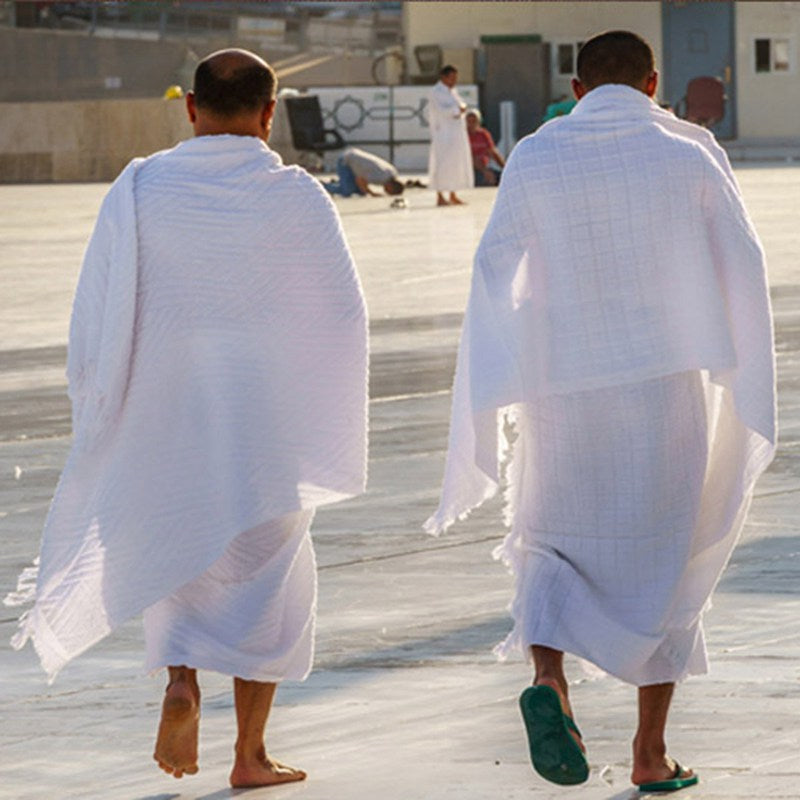 2 Pieces Men's Hajj Umrah Ihram Clothing Set - White Cotton Pilgrimage Garment for Islamic Rituals | Perfect for Hajj, Umrah & Religious Ceremonies