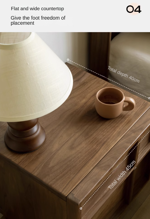 Solid Black Walnut Wood Nightstand with Drawer - Caluswood Bedside Table for Bedroom Storage | Perfect for Small Spaces, Apartment Living & Modern Home Decor