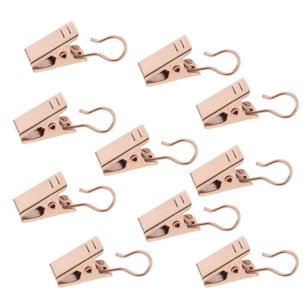 10Pcs Heavy Duty Gold Curtain Holdback Clips with Hook Spring Clamps - Decorative Window Drapery Hangers for Living Room, Bedroom & Office