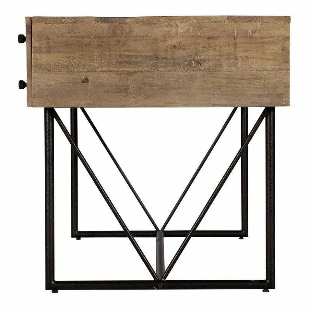 63 Inch Natural Rustic Wooden Desk - Home Office Writing Table with Spacious Workspace for Study, Work, and Remote Learning