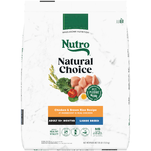 Nutro Natural Choice Large Breed Adult Dry Dog Food with Chicken & Brown Rice - High Protein, Grain-Inclusive Kibble for Big Dogs - Perfect for Active & Growing Large Breeds