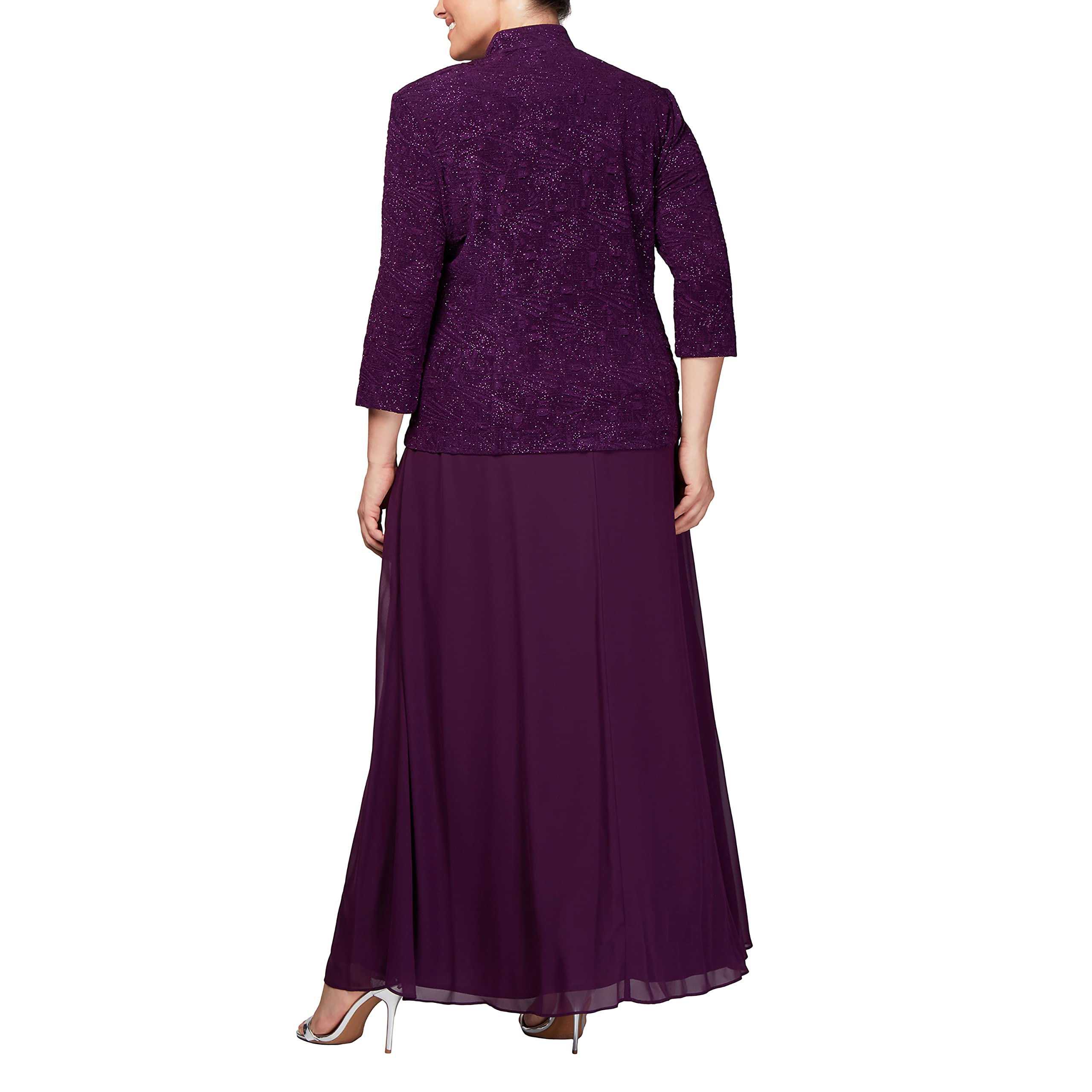 Alex Evenings Women's Formal Long Dress with Mandarin Neckline Jacket - Elegant Evening Gown for Special Occasions (Regular, Petite & Plus Sizes) | Perfect for Weddings, Galas and Black Tie Events