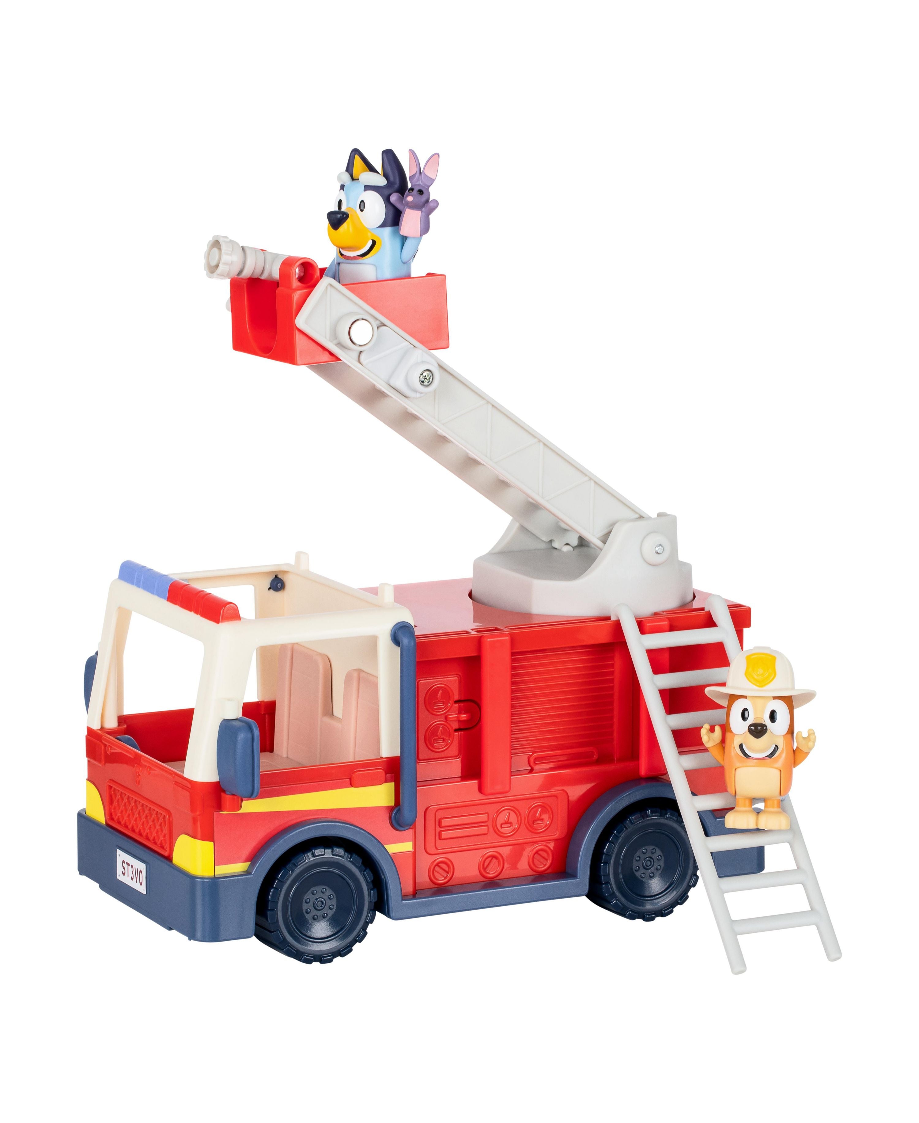 Bluey S10 Fire Truck Playset with 2 Figures, Ladder & Accessories - Interactive Toy for Kids Ages 3+ | Pretend Play, Birthday Gift & Collectible for Bluey Fans
