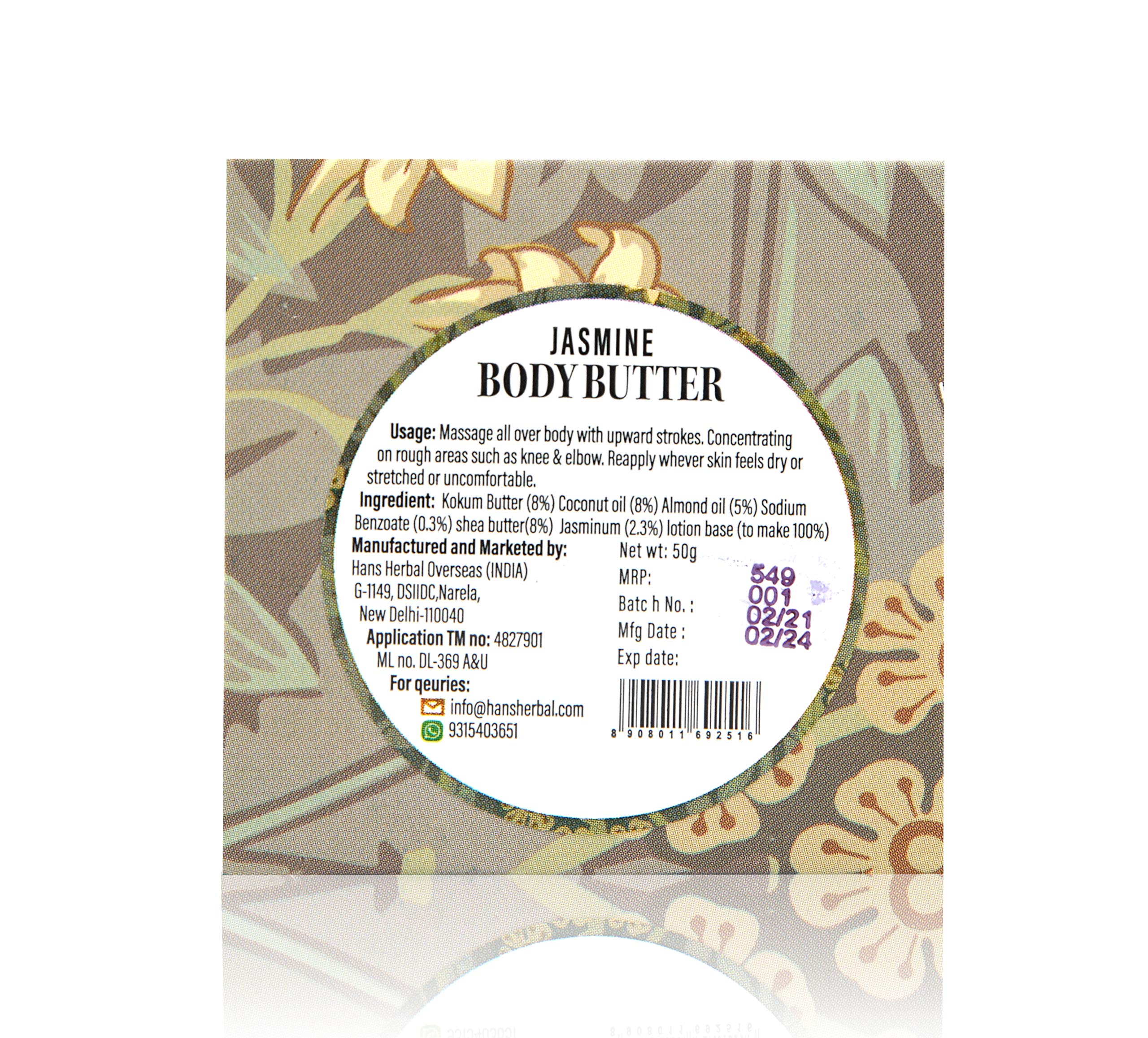 Oleosa Jasmine Body Butter - 50gm | Ultra-Moisturizing & Nourishing for Dry Skin | Perfect for Daily Hydration & Spa Nights