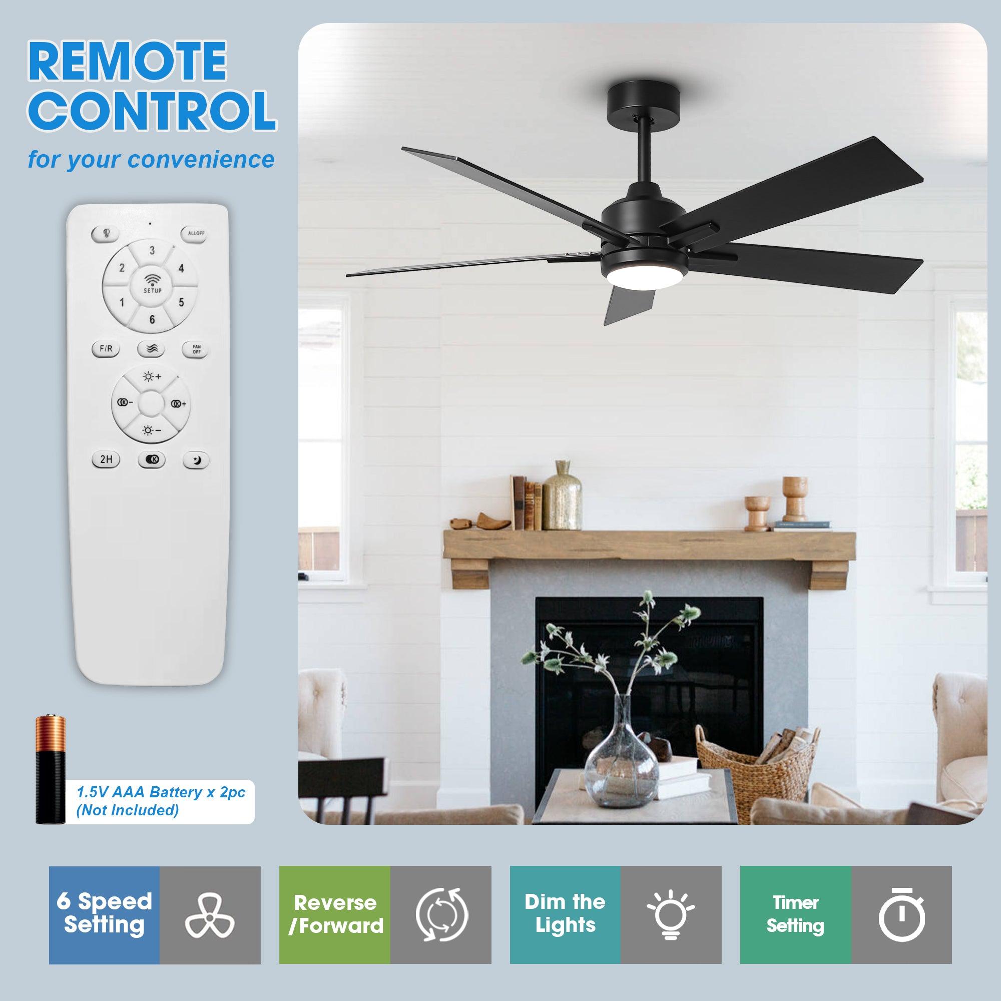 48 DC Motor 5-Blade Modern Ceiling Fan with Downrod Mount - Perfect for Living Room, Bedroom, and Office Cooling