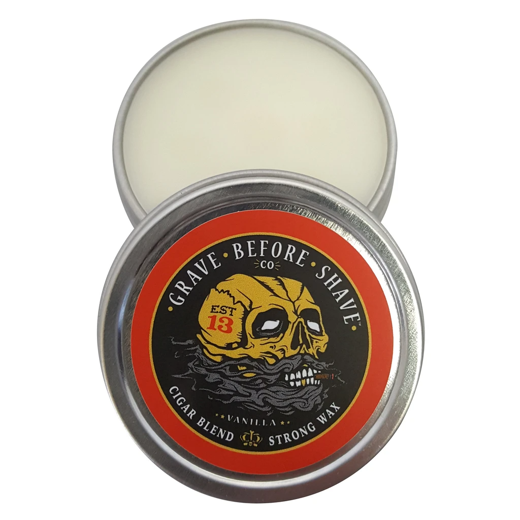 Fisticuffs Cigar Blend Strong Hold Mustache Wax - 1 Oz Tin for Men's Beard & Mustache Grooming - Perfect for Styling, Taming & Shaping Facial Hair - Great for Daily Use, Special Occasions & Gifts