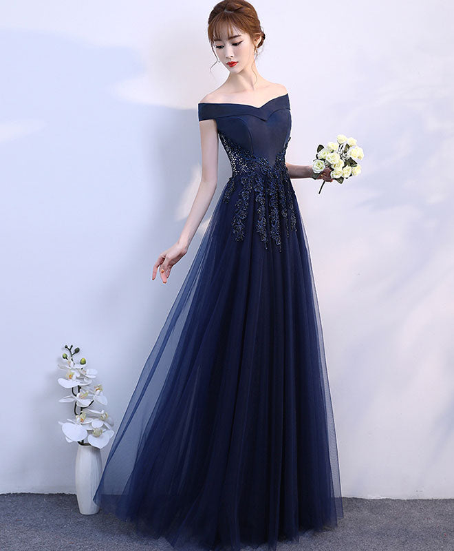 Elegant Blue Off-Shoulder Long Prom Dress for Women | Formal Evening Gown & Bridesmaid Dress | Perfect for Weddings, Parties & Special Occasions