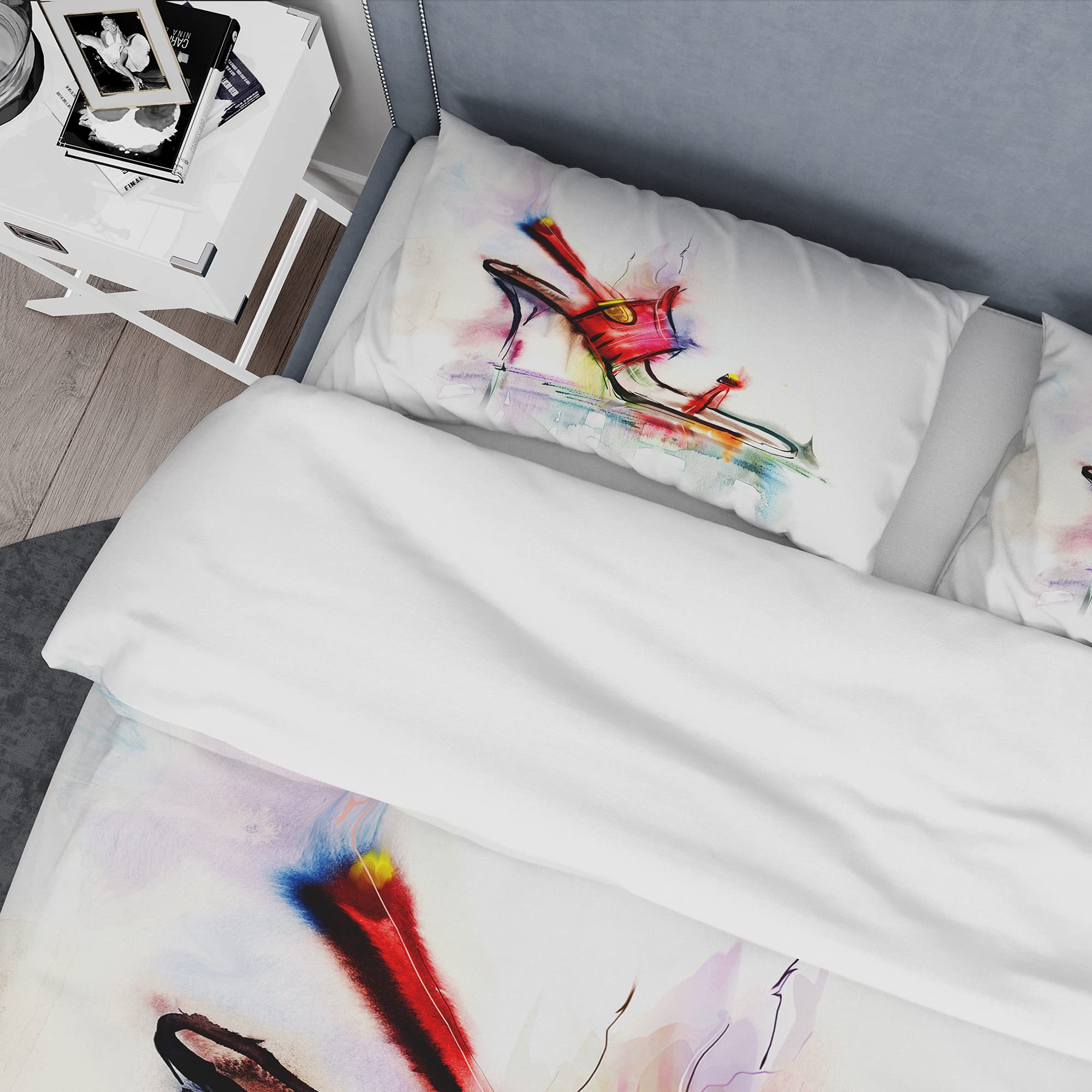 Red High Heel Shoe Duvet Cover Set King - Abstract Bedding for Modern Bedrooms