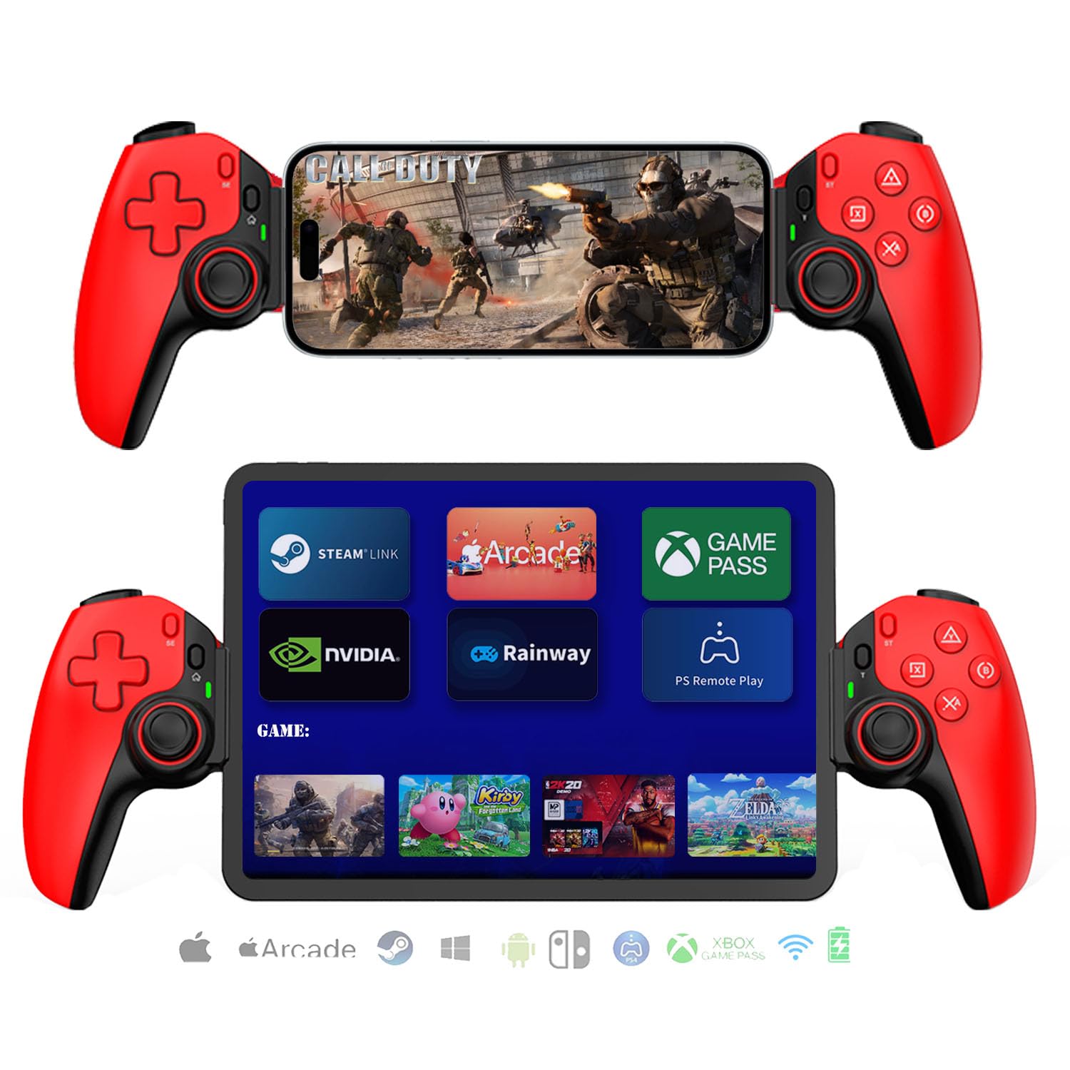 Wireless Mobile Gaming Controller for iPhone 15/14, iPad, Android, PC, Nintendo Switch, PS3/PS4 - Hall Effect Triggers, 6-Axis Gyro Sensor, Turbo Function - Compatible with Cloud Gaming & PS5/Xbox/PC Streaming - Perfect for Fortnite, Call of Duty Mobile & Game Live Streaming
