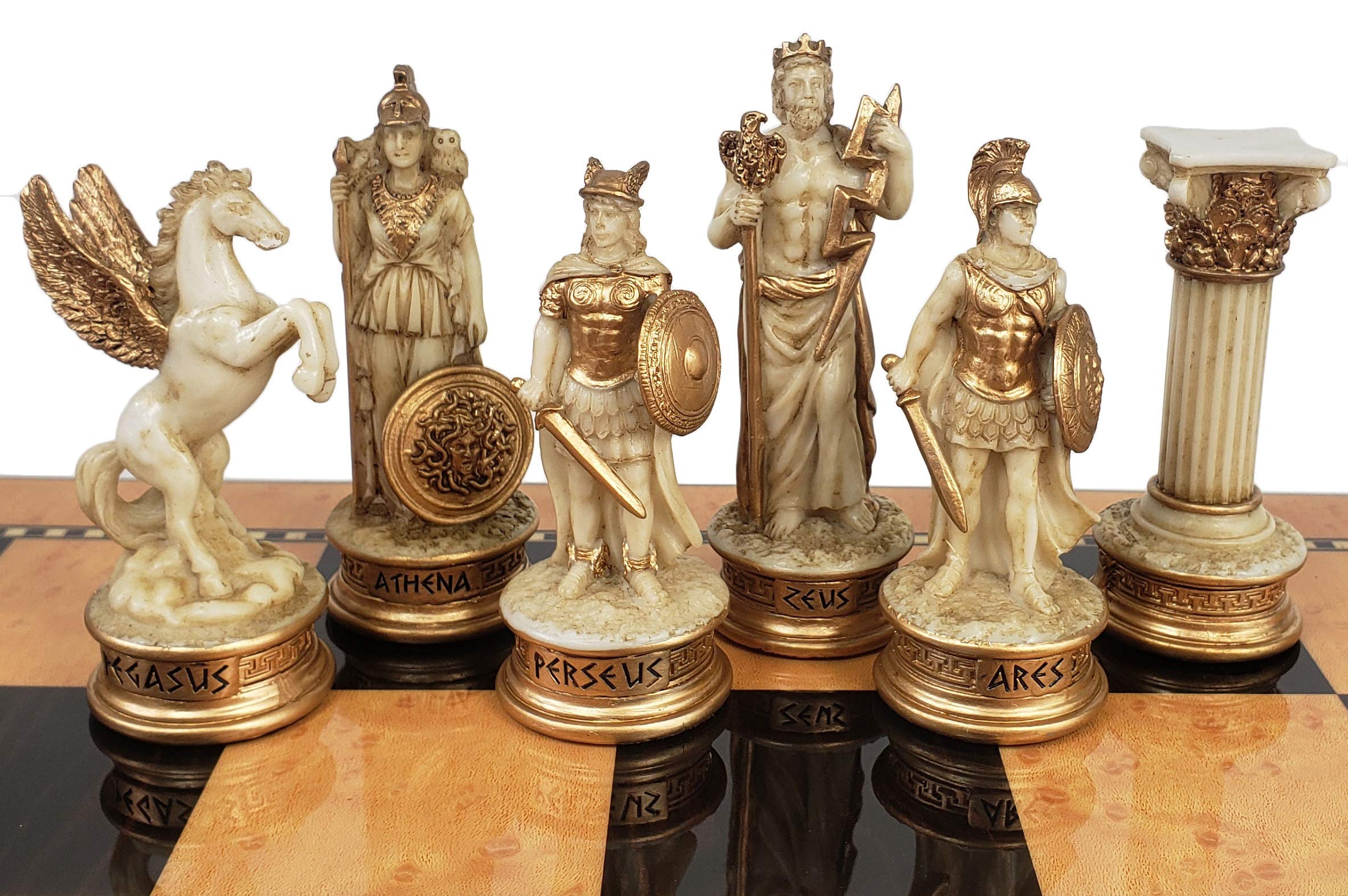 Greek Mythology Chess Set - Zeus vs Poseidon Antique White Chess Pieces (No Board Included) | Perfect for Collectors, Home Decor & Strategy Game Lovers