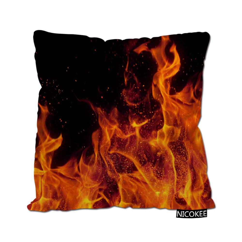 Premium Cotton Linen Pillow Covers 18x18 Inches - Breathable & Stylish Flame Throw Design for Sofa, Couch, Bedroom Decor - Perfect for Living Room, Bedroom & Home Styling