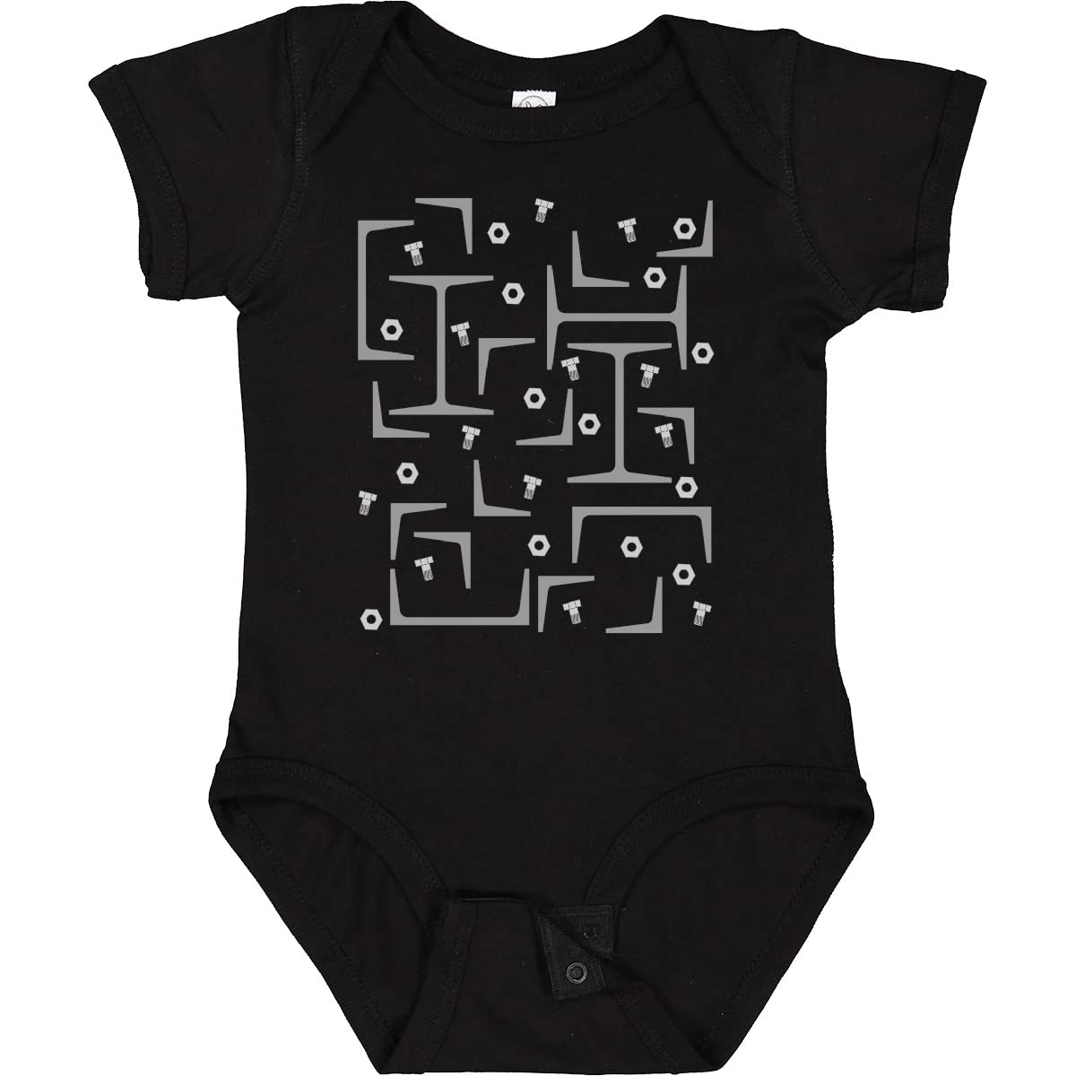 Inktastic Nuts, Bolts, Angles & Gray Steel Beams Baby Bodysuit - Soft Cotton Onesie for Infants, Construction Theme Outfit for Boys & Girls - Perfect for Playdates, Photo Shoots & DIY Dad Gifts