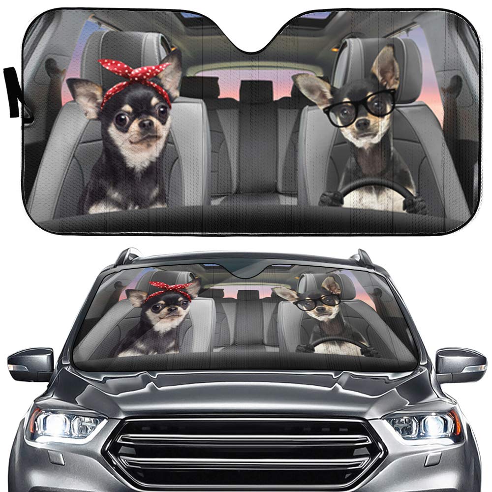 Chihuahua Dog Car Sun Shade - UV Protection Front Windshield Sun Shield for Cars, Trucks & SUVs | Pet Auto Sunshade Reflector for Heat & UV Rays Protection | Perfect for Summer Travel & Outdoor Adventures