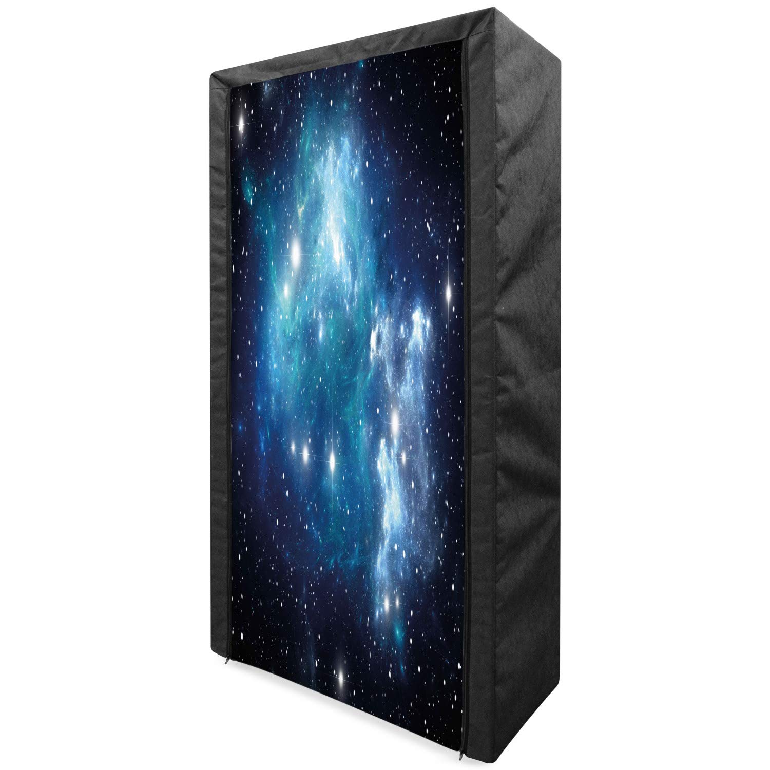 Ambesonne Space-Themed Portable Fabric Wardrobe - Vibrant Celestial Supernova & Andromeda Galaxy Print - 33.5