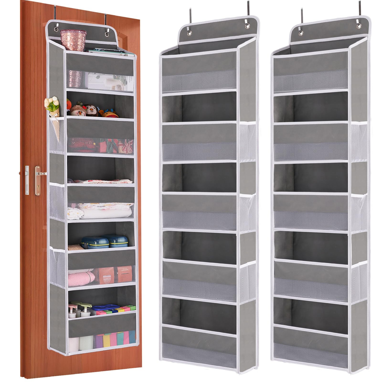 WishJazz 2-Pack Heavy Duty Over The Door Organizer - 5-Shelf Storage Hanger with Anti-Tilt Design Holds 45 lbs - Perfect for Closet, Bathroom, Nursery, RV, Pantry & Shoe Organization - Space-Saving Solution for Small Rooms & Apartments