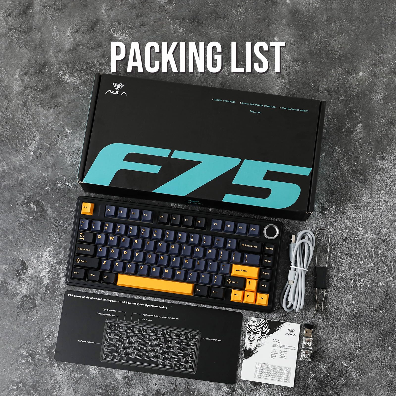 EPOMAKER F75 Wireless Mechanical Keyboard - Hot Swappable, RGB, Bluetooth/2.4GHz/USB-C for Gaming & Office