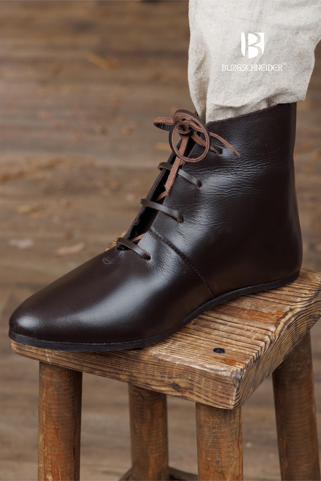 Medieval Half Boots Landolf Dark Brown - Authentic Renaissance & LARP Footwear for Cosplay, Historical Reenactment & Fantasy Events