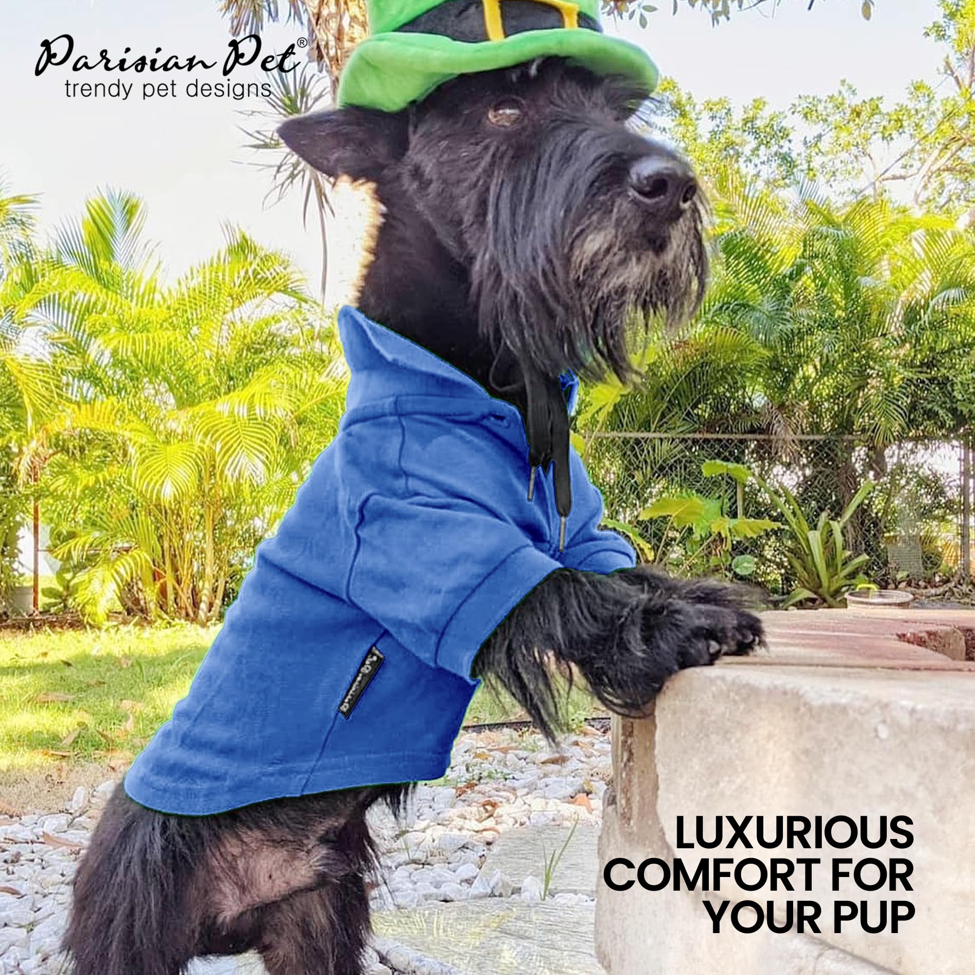 Parisian Pet Dog Polo Shirts - Breathable Cotton Dog Shirt for Large Dogs (3XL) - Solid Blue Summer Pullover with Button-Up Collar | Stylish Dog Clothes for Outdoor Walks, Pet Parties & Photo Shoots