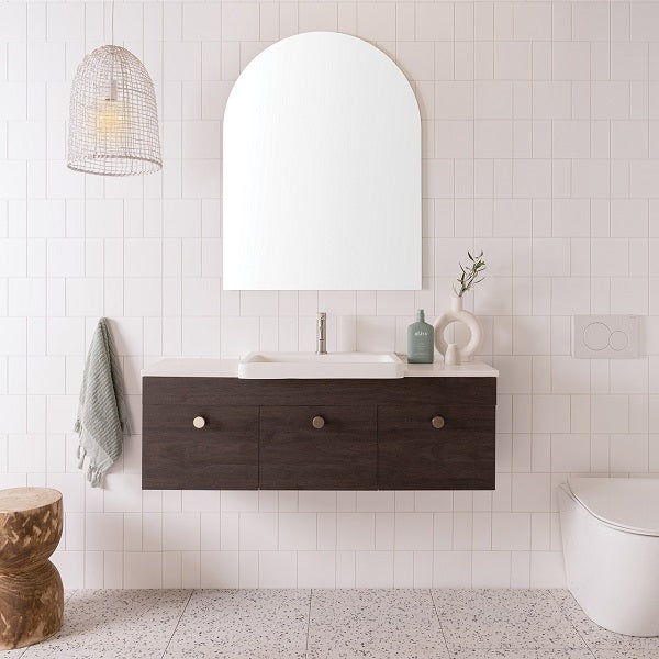 ADP Glacier Pro Semi Recessed Bathroom Vanity Set with Solid Surface Top - 24 Inch Modern Slim Cabinet for Small Spaces, Perfect for Powder Rooms and Guest Bathrooms