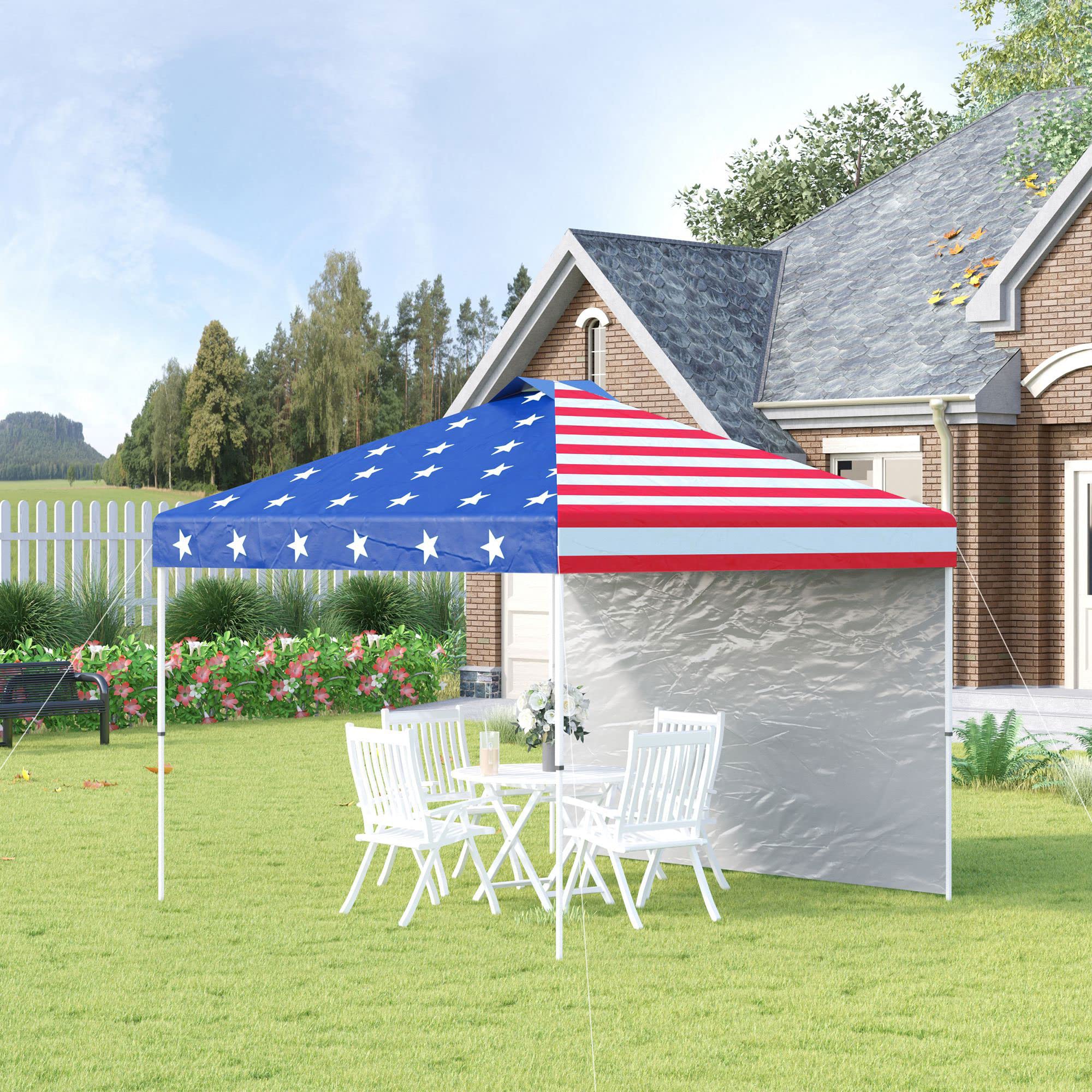 Outsunny 10' x 10' Pop-Up Canopy Tent with Removable Sidewall - Instant Sun Shelter for Outdoor Events, Parties, Camping & Backyard - Includes Wheeled Carry Bag - Ideal for Garden, Patio, Beach & Picnics