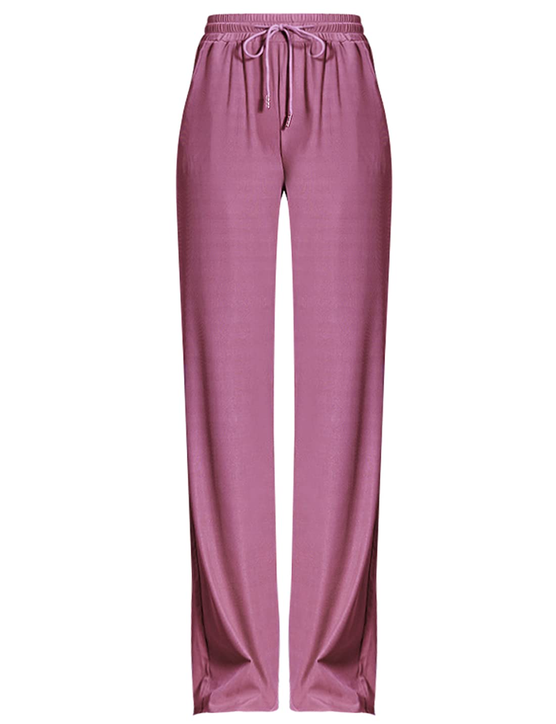 Snoly Women's High Waist Wide Leg Summer Casual Pants - Ice Silk Sweatpants for Women, Full Length Comfortable Lounge Pants for Yoga, Travel & Everyday Wear