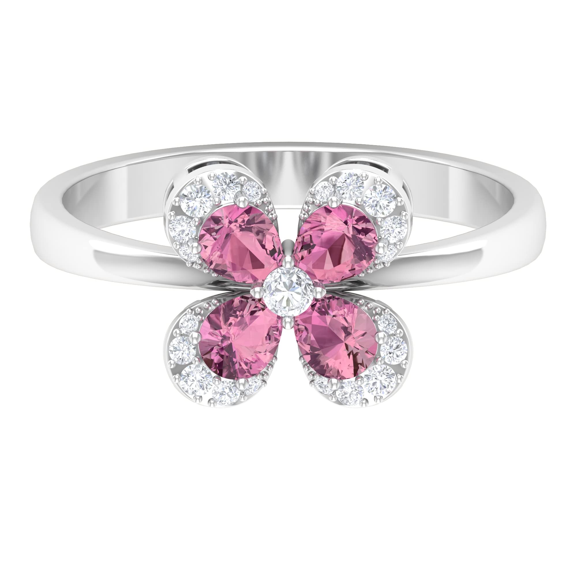 3/4 CT Pink Tourmaline & Diamond Floral Ring in 14K Solid Gold - October Birthstone Jewelry for Women | Elegant Gift for Anniversary, Birthday & Special Occasions