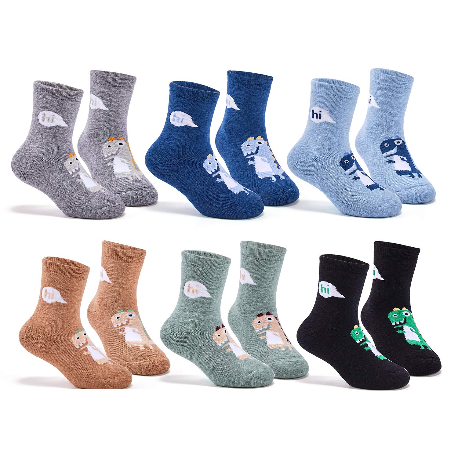 Boys' Winter Thermal Socks - 6 Pairs Thick Cotton Warm Crew Socks for Kids | Cold Weather, Snow Boots & Outdoor Activities
