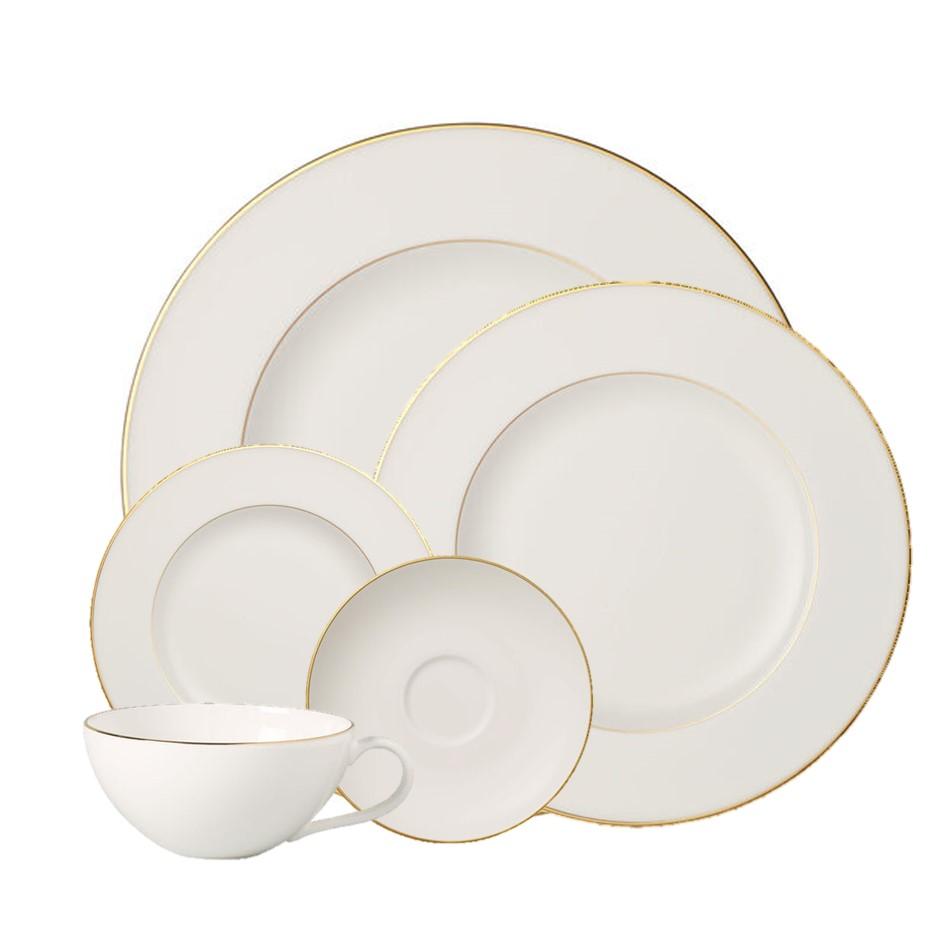 Anmut Gold 5-Piece Place Setting Set - Elegant Dinnerware for Formal Dining, Weddings & Special Occasions