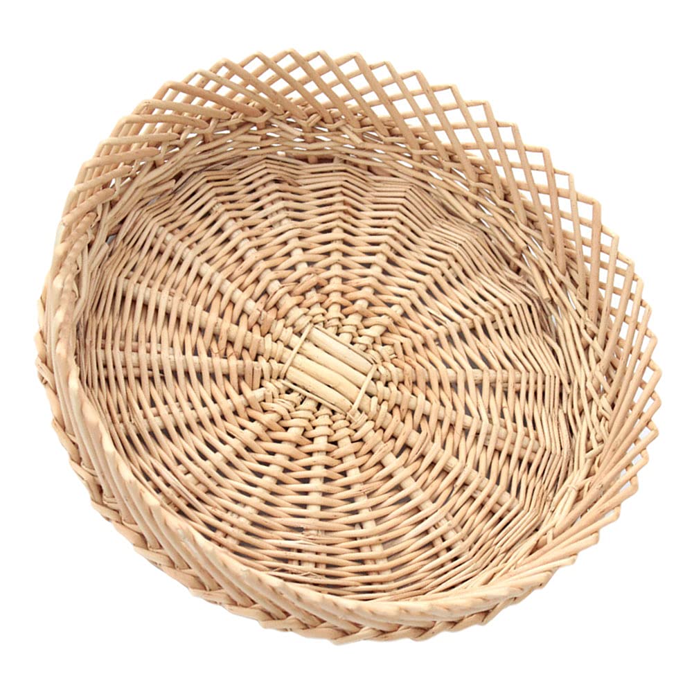 1pc Round Woven Rattan Storage Basket - Handmade Willow Fruit Bowl for Snacks, Nuts, Bread, Picnic Serving | Perfect for Kitchen, Dining Table, Party Decor & Vegetable Storage
