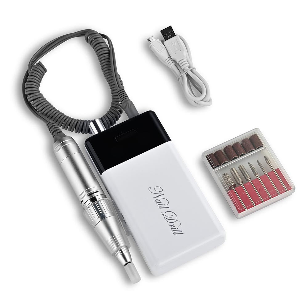 Rechargeable Nail Drill Machine for Acrylic Nails - Professional Manicure & Pedicure Kit with 6 Bits & LED Light | Perfect for Home Salon, Nail Art Design & DIY Nail Care