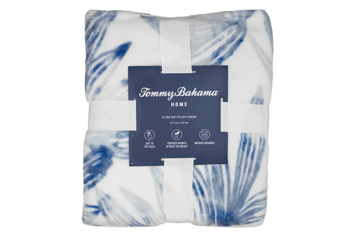 Tommy Bahama Home Kayo Blue Canal Lightweight Throw Blanket - Soft & Cozy for Bed, Couch, and Outdoor Use