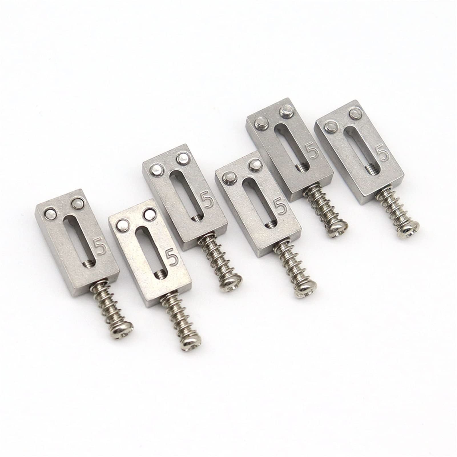 6-Piece Stainless Steel Electric Guitar Bridge Saddle Set - Replacement Fixed Bridge String Saddles for Electric Guitar Parts - Perfect for Guitar Repair, Maintenance & Tone Enhancement
