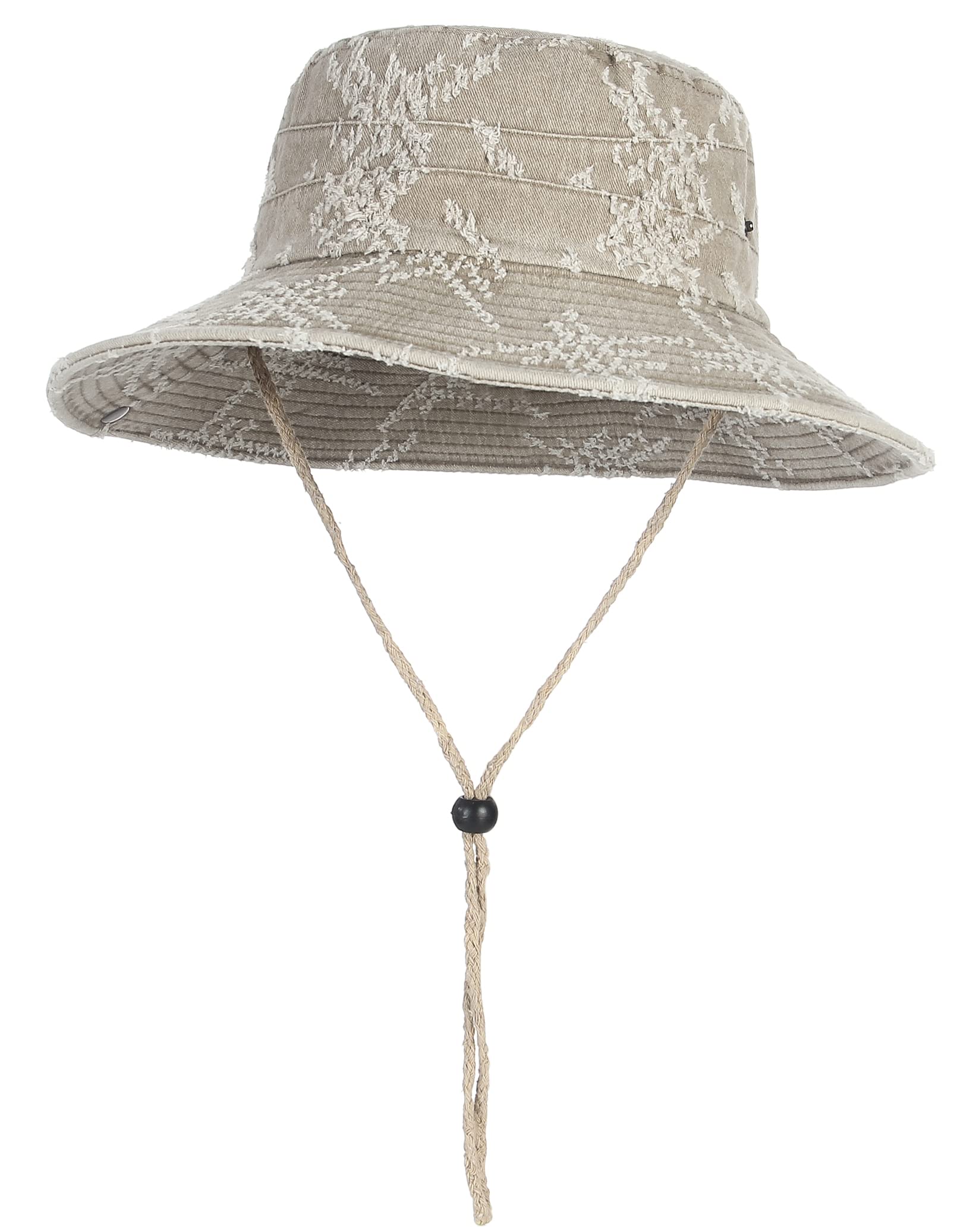 GEMVIE Men's Wide Brim Sun Hat - UPF 50+ Denim Bush Hat for Sun Protection | Adjustable for Hiking, Camping, Fishing & Safari | Perfect for Beach, Outdoor Adventures & Summer Travel