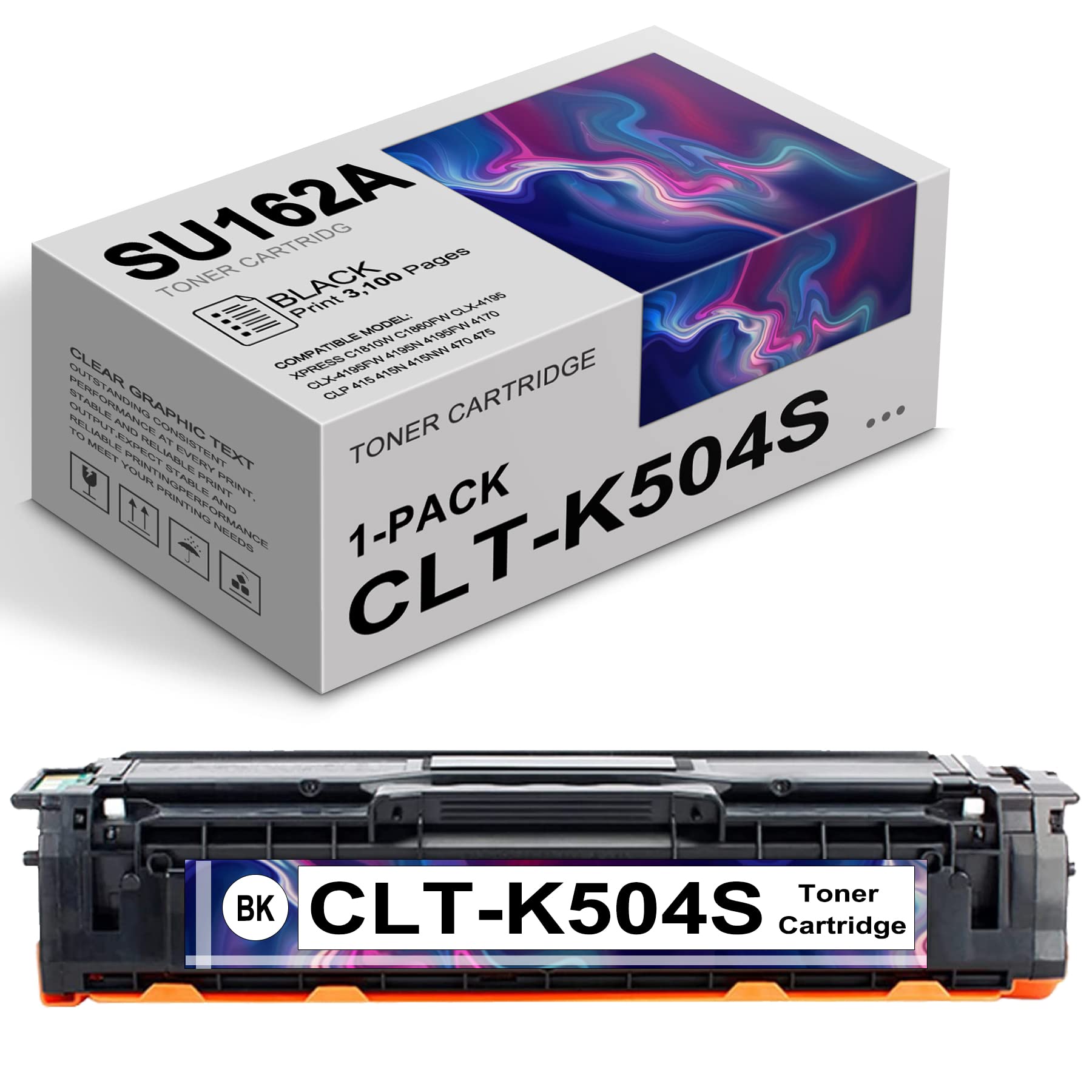 Samsung Xpress Toner Cartridge Replacement - CLT-K504S for C1810W, C1860FW Printers | Home & Office Use