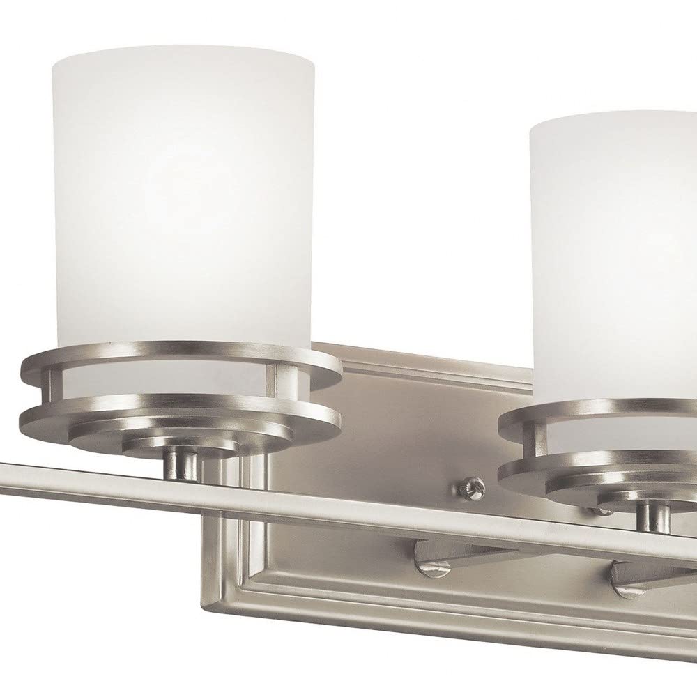 Kichler Hendrik 43-Inch 5-Light Bathroom Vanity Light Fixture - Satin Etched Cased Opal Glass with Chrome Finish - Perfect for Modern Bathroom, Powder Room, and Dressing Room Lighting
