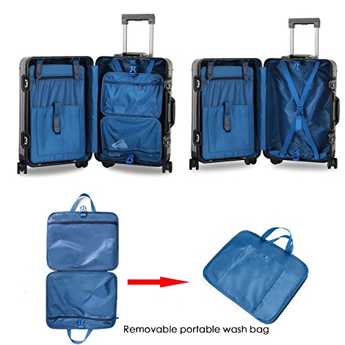 Premium All-Aluminum Hard Shell Suitcase with 360° Spinner Wheels - Lightweight & Durable Checked Luggage (Carbon Fiber Silver, 29 Inch) - Perfect for Business Travel & International Vacations