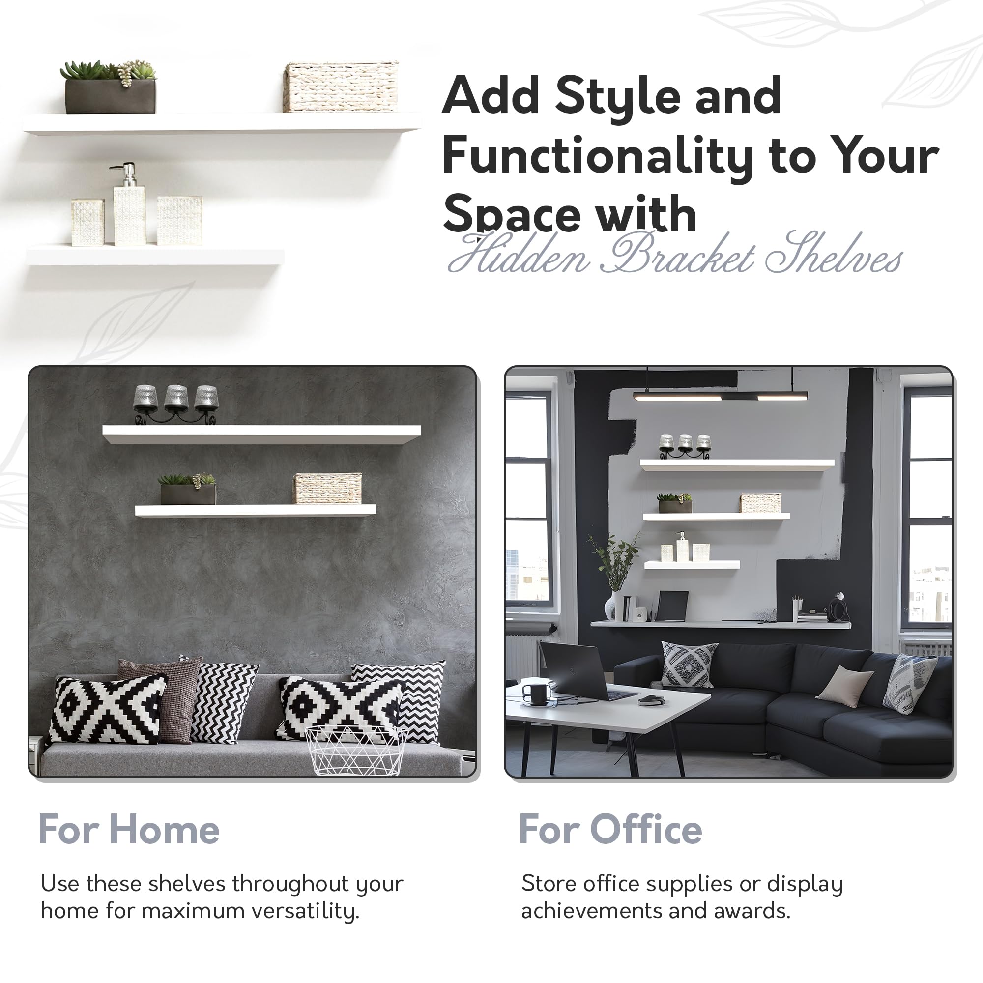 Durable Floating Shelf with Invisible Brackets - Easy to Install & Remove, 10.2
